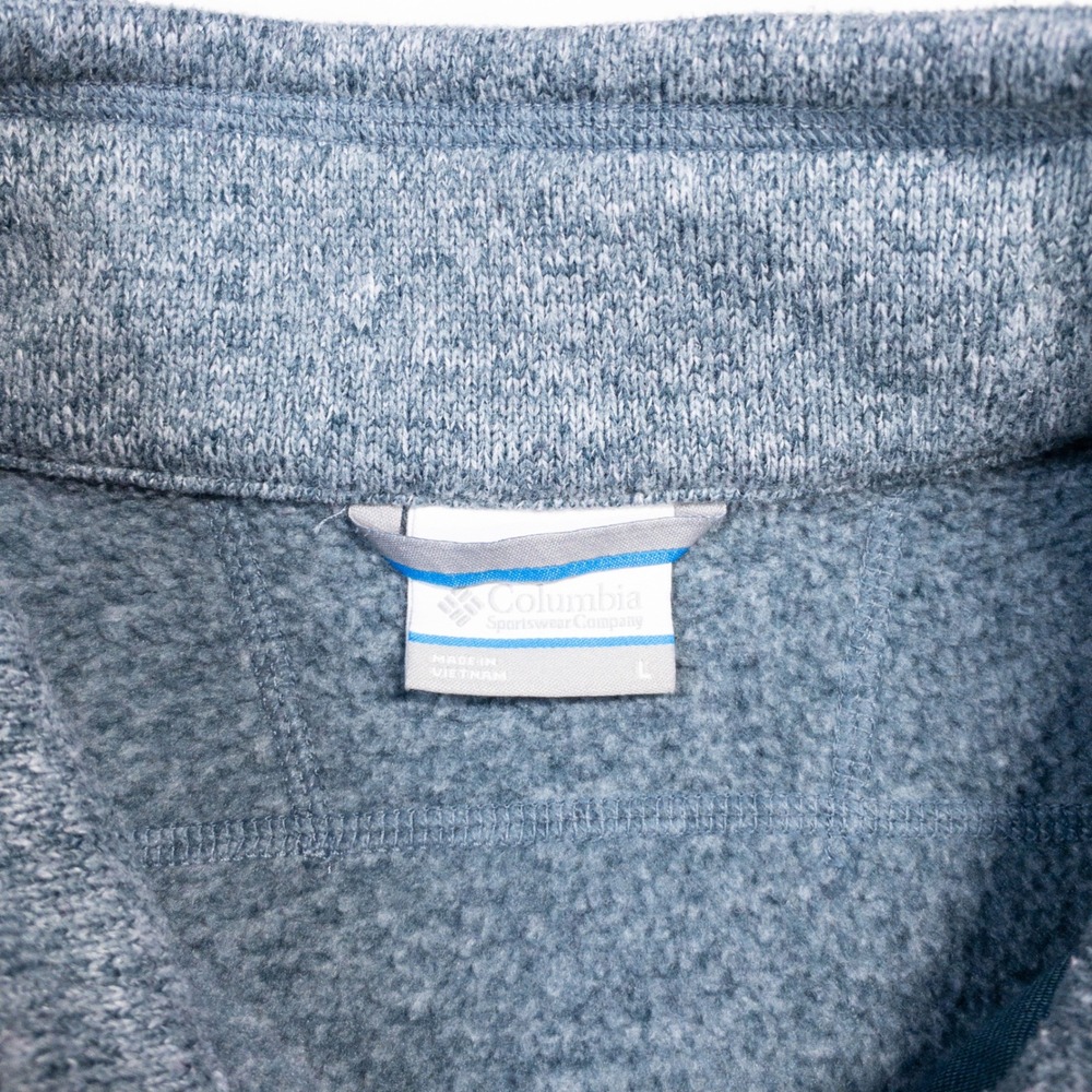 Columbia Mens Sweater Fleece Full Zip Jacket Blue Heather Mock Neck Large - Picture 4 of 7